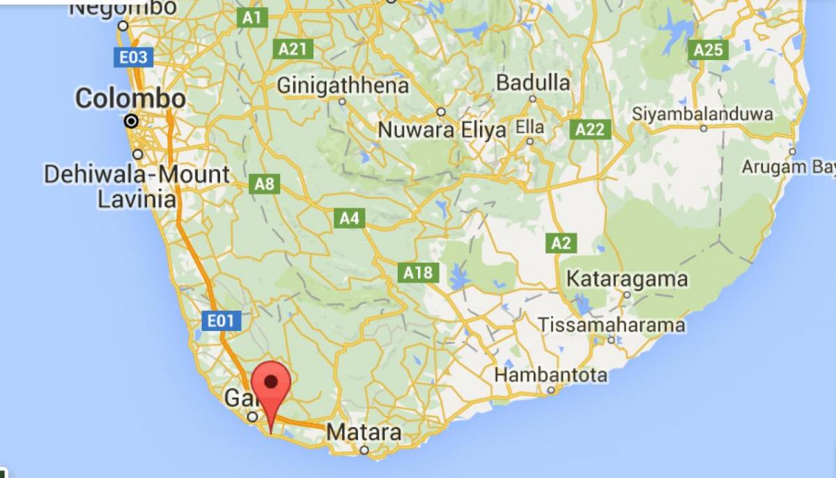  carte du sud-ouest du Sri Lanka