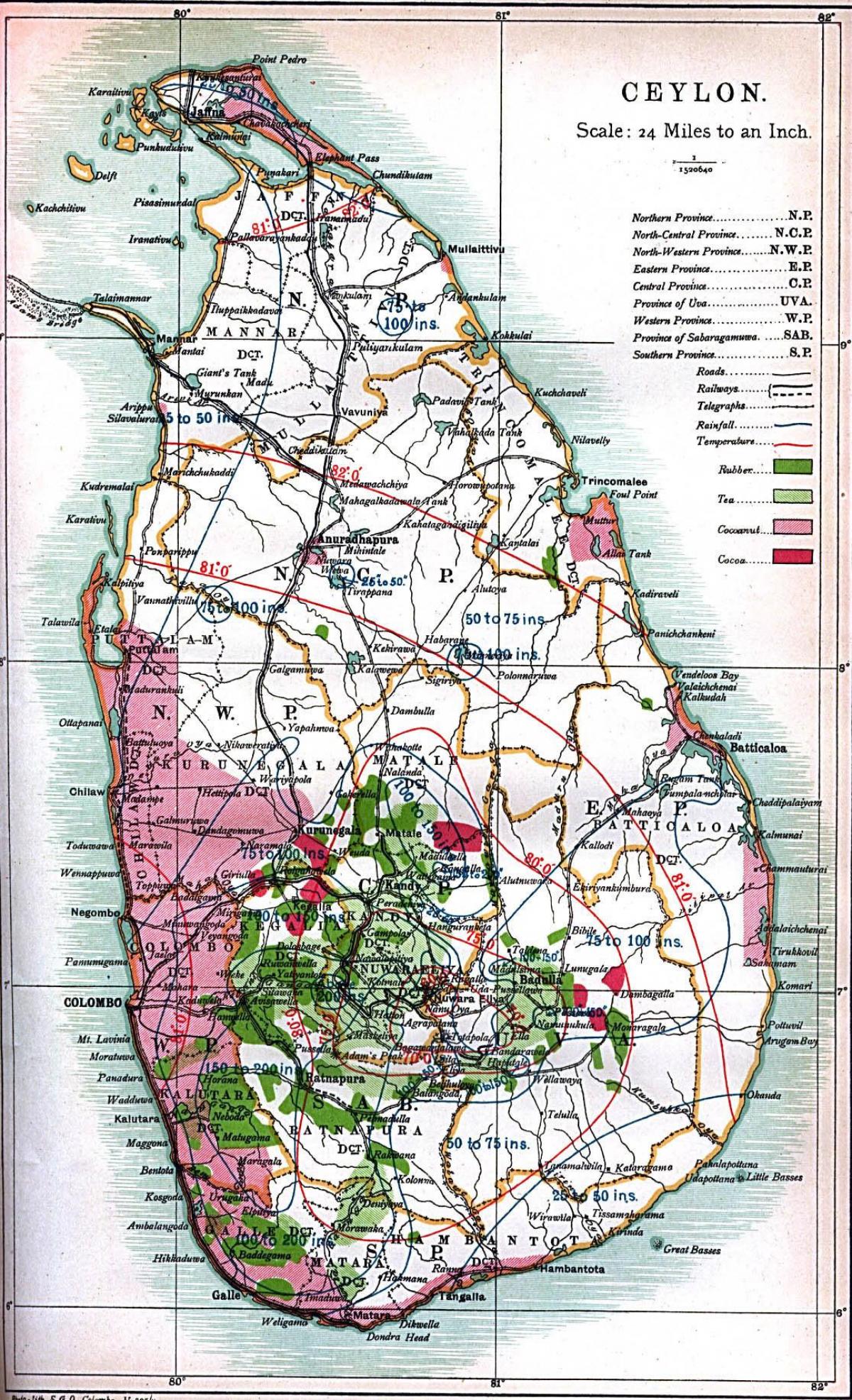 carte de Ceylan, Sri Lanka