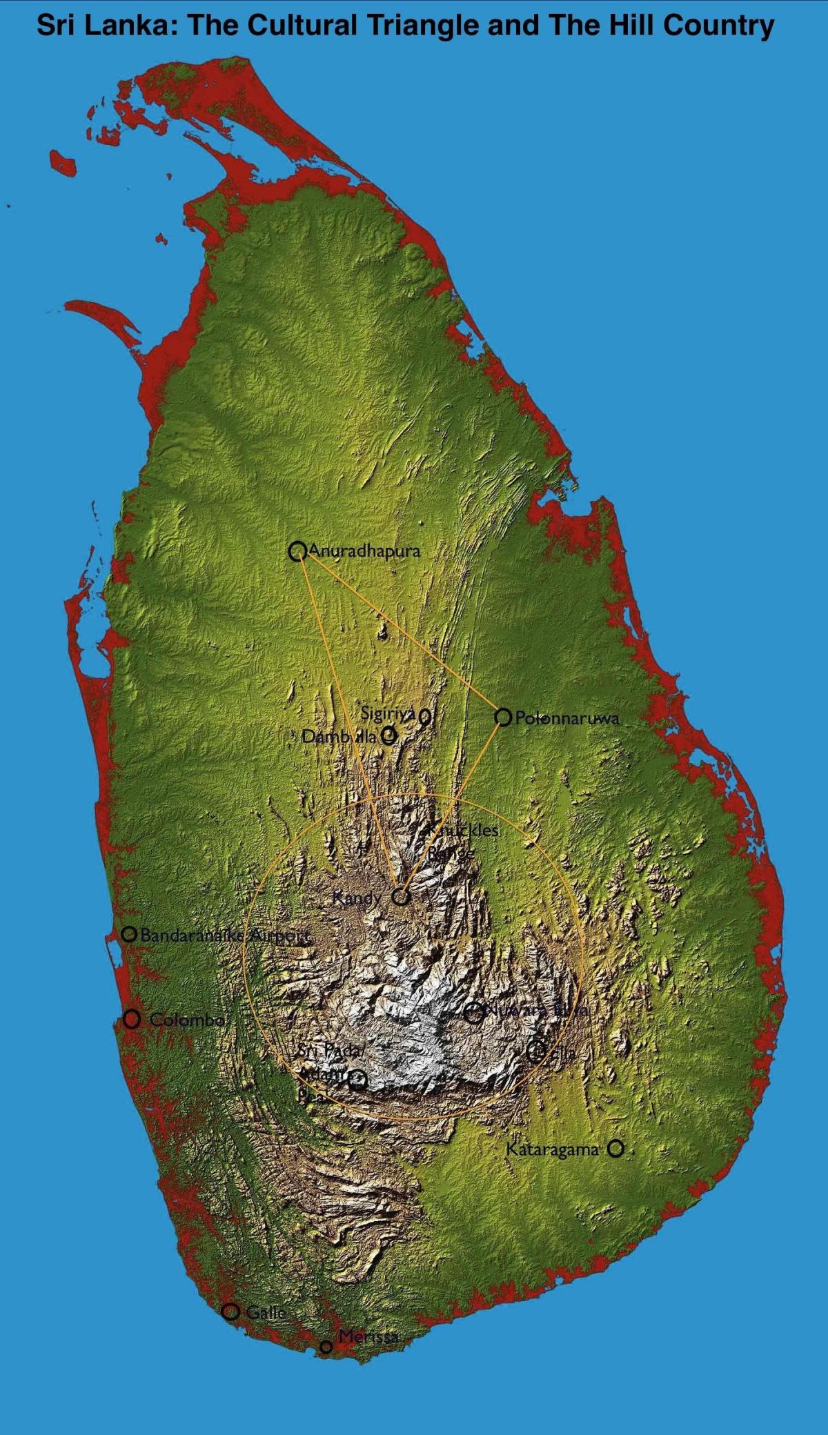 carte de pays de colline du Sri Lanka