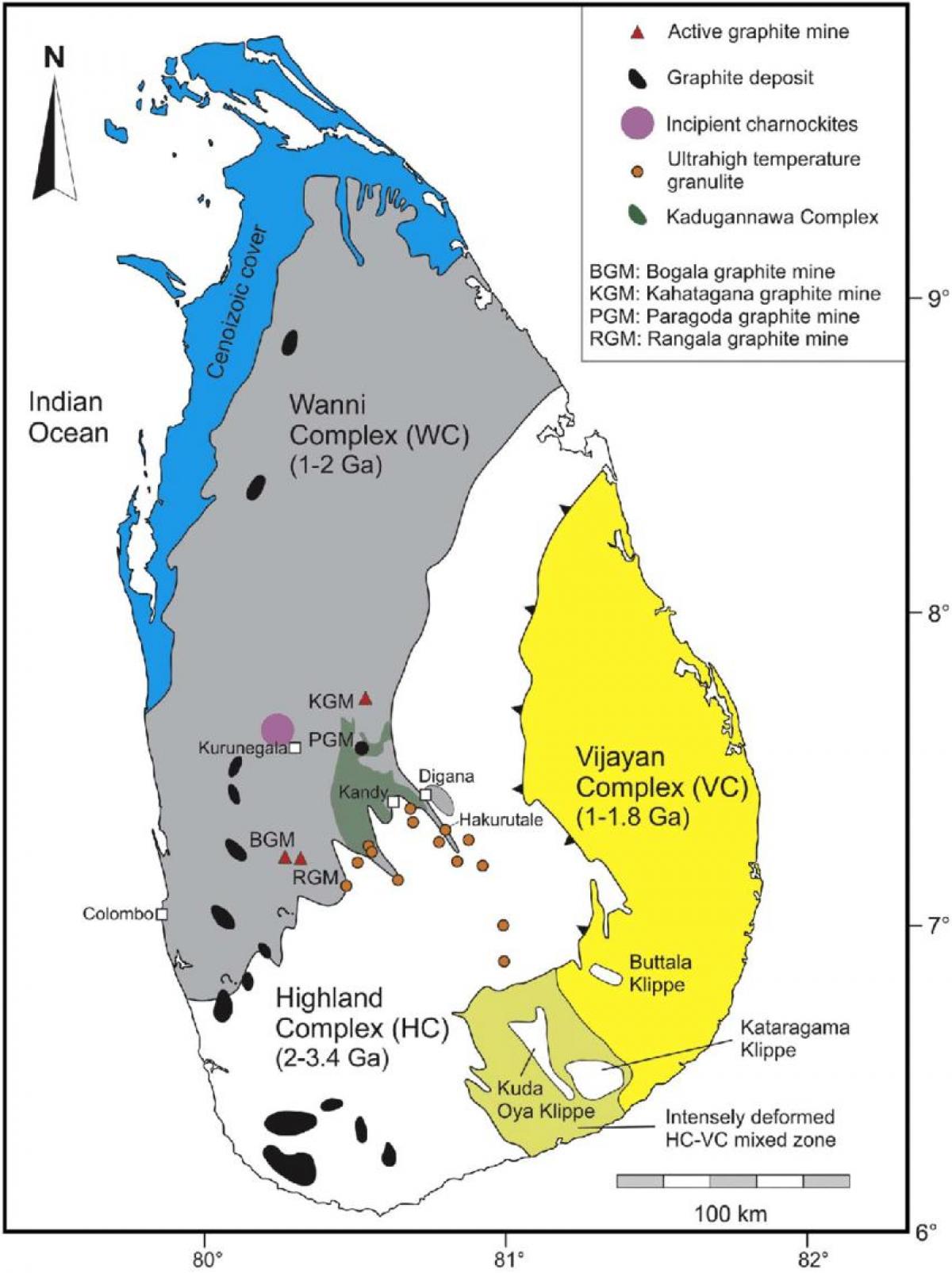 carte de minéraux au Sri Lanka