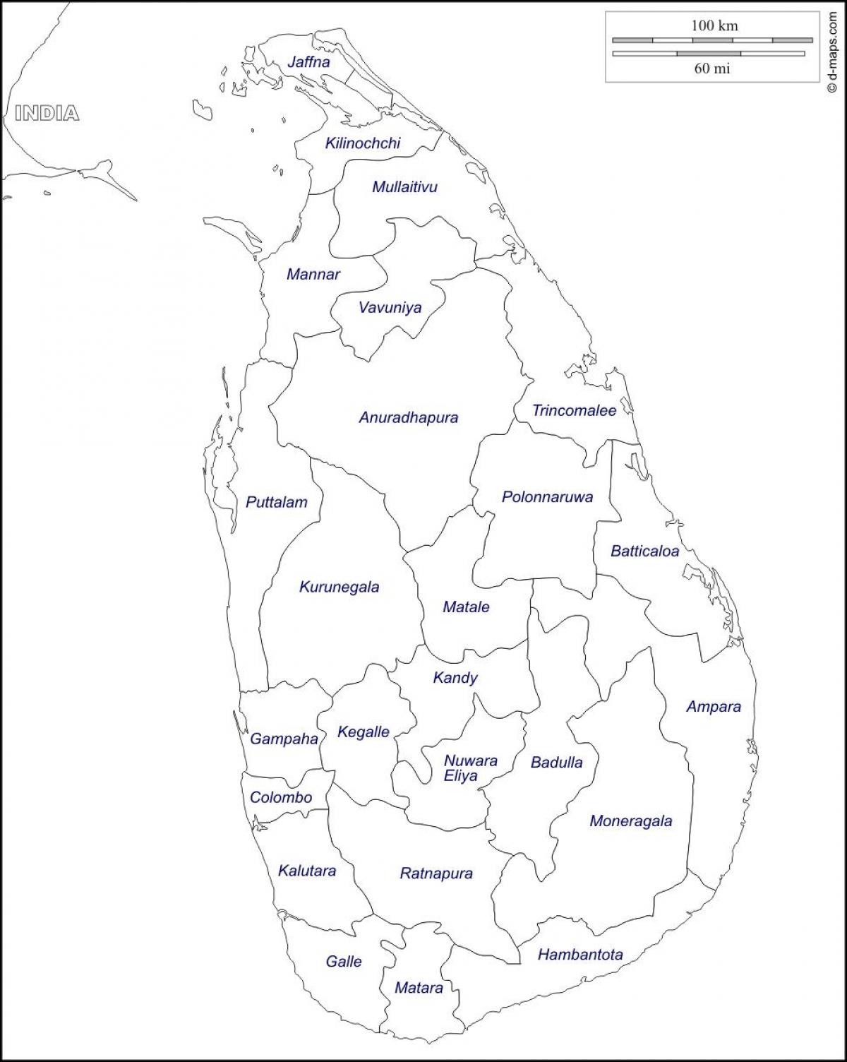 Sri Lanka dessin sur la carte