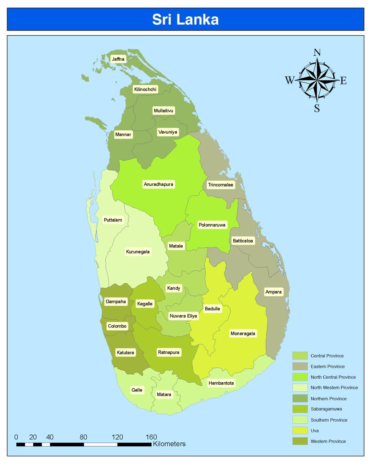 carte de Sri Lanka zone