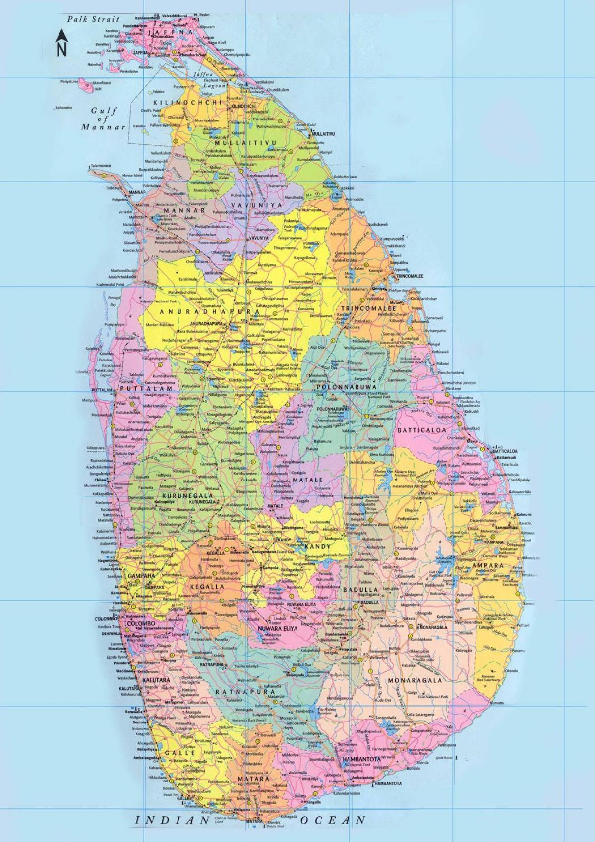 Sri Lanka feuille de route de la distance de km