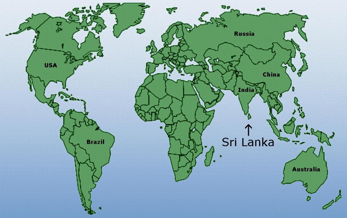 carte du monde montrant Sri Lanka