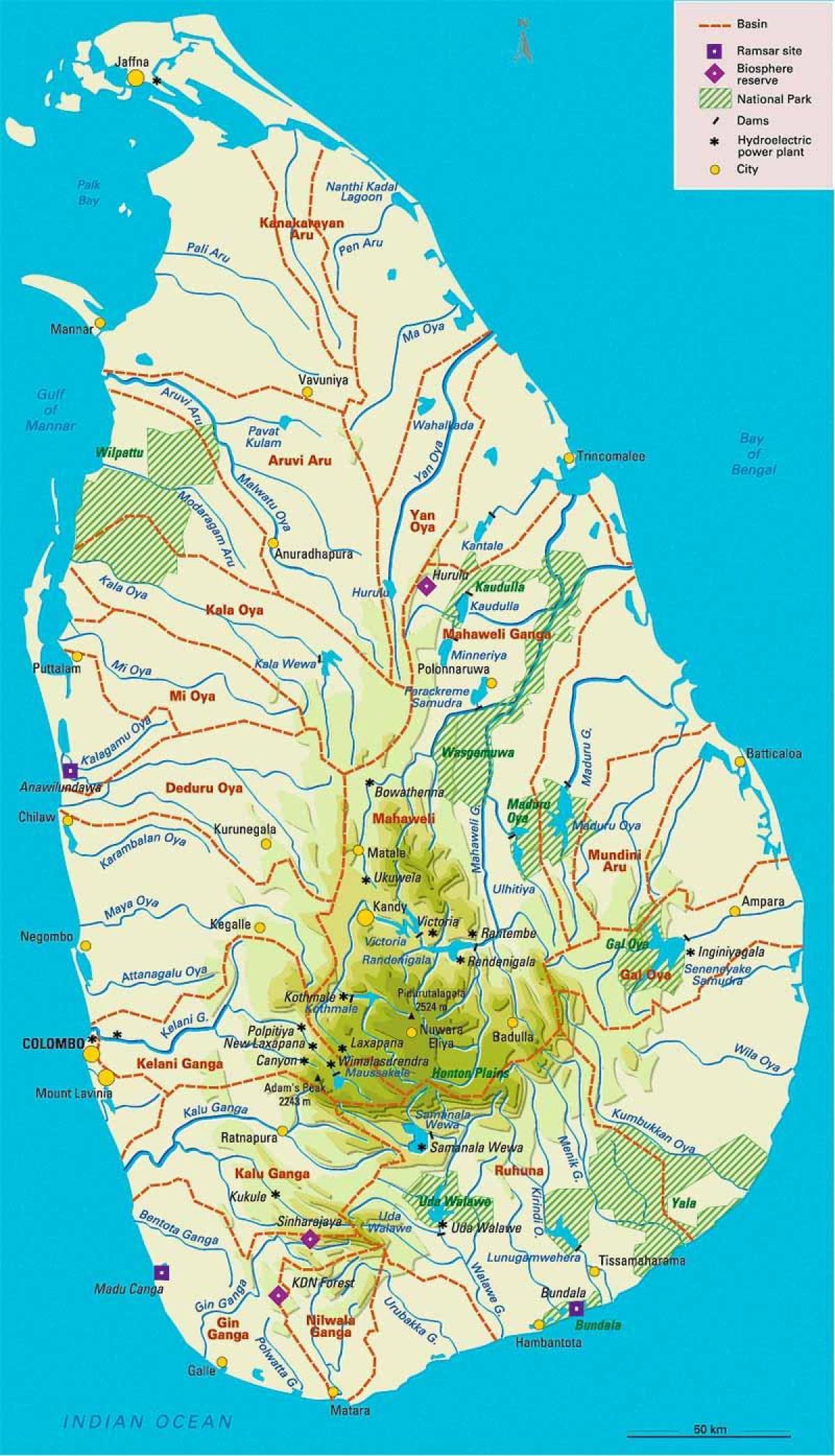 carte de Sri Lanka géographie