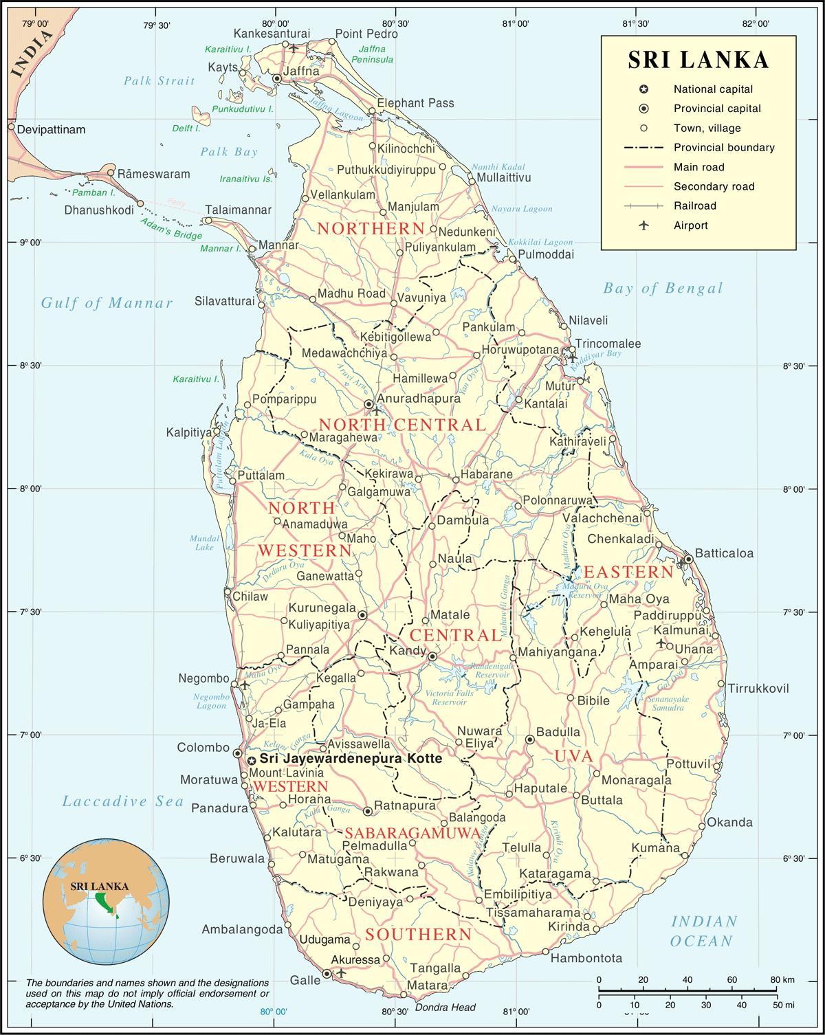 Sri Lanka feuille de route calculateur de distance