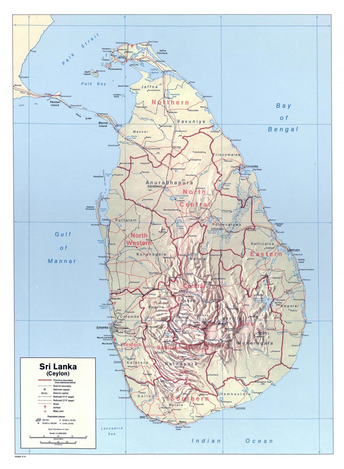 la carte du Sri Lanka avec les villes