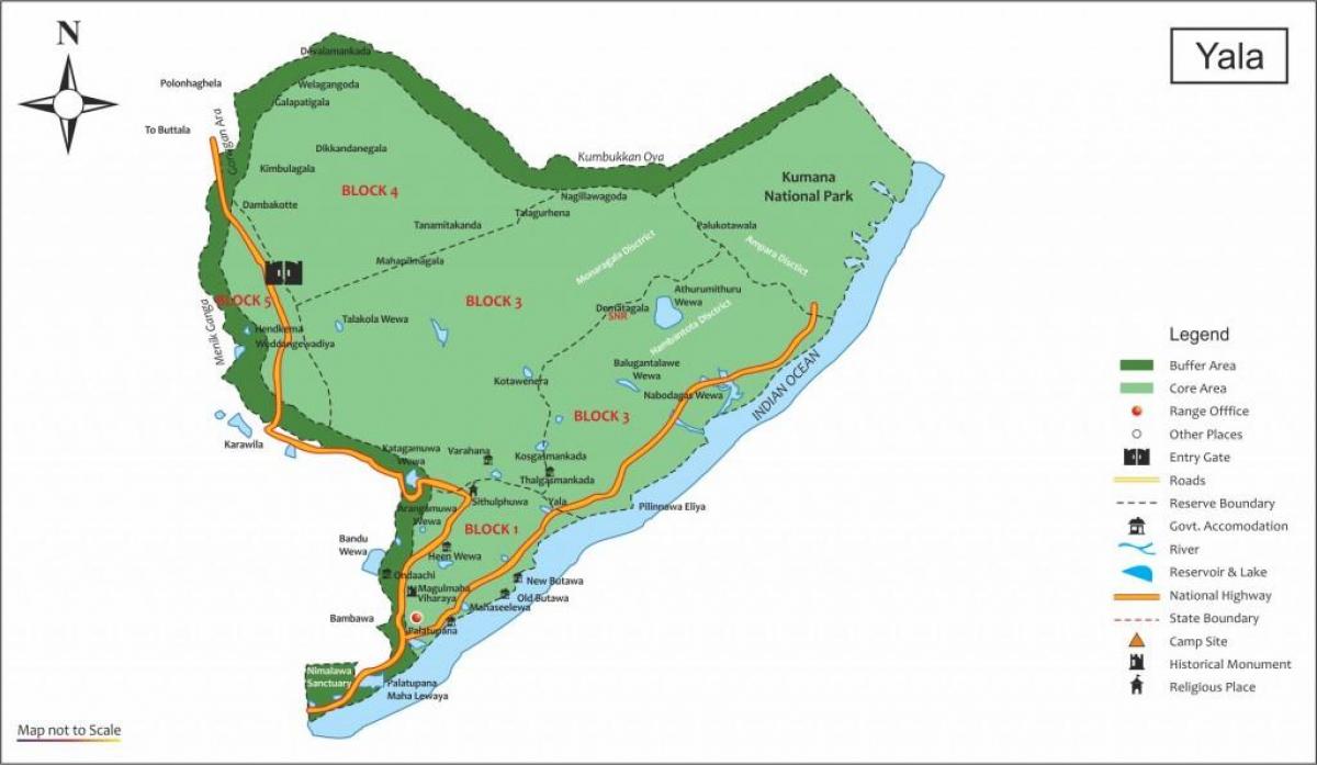 la carte de yala au Sri Lanka