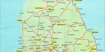 Distance routière carte de Sri Lanka