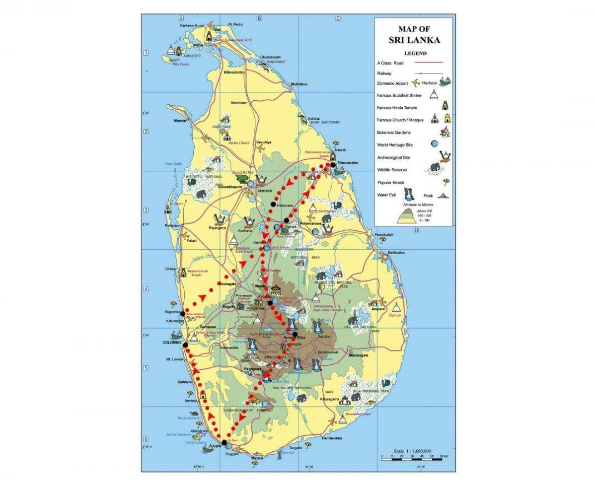 carte de symboles au Sri Lanka
