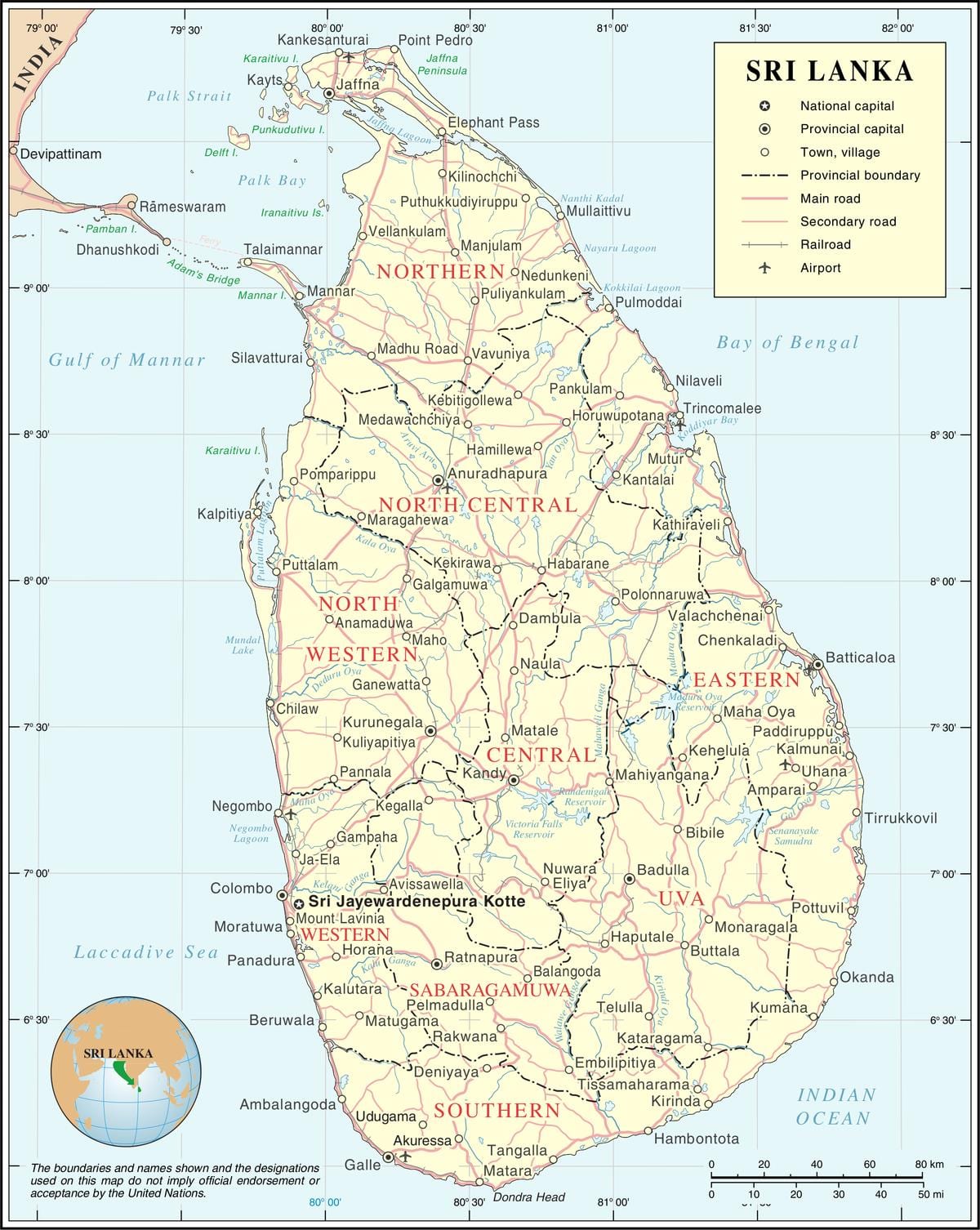 aéroports de Sri Lanka carte