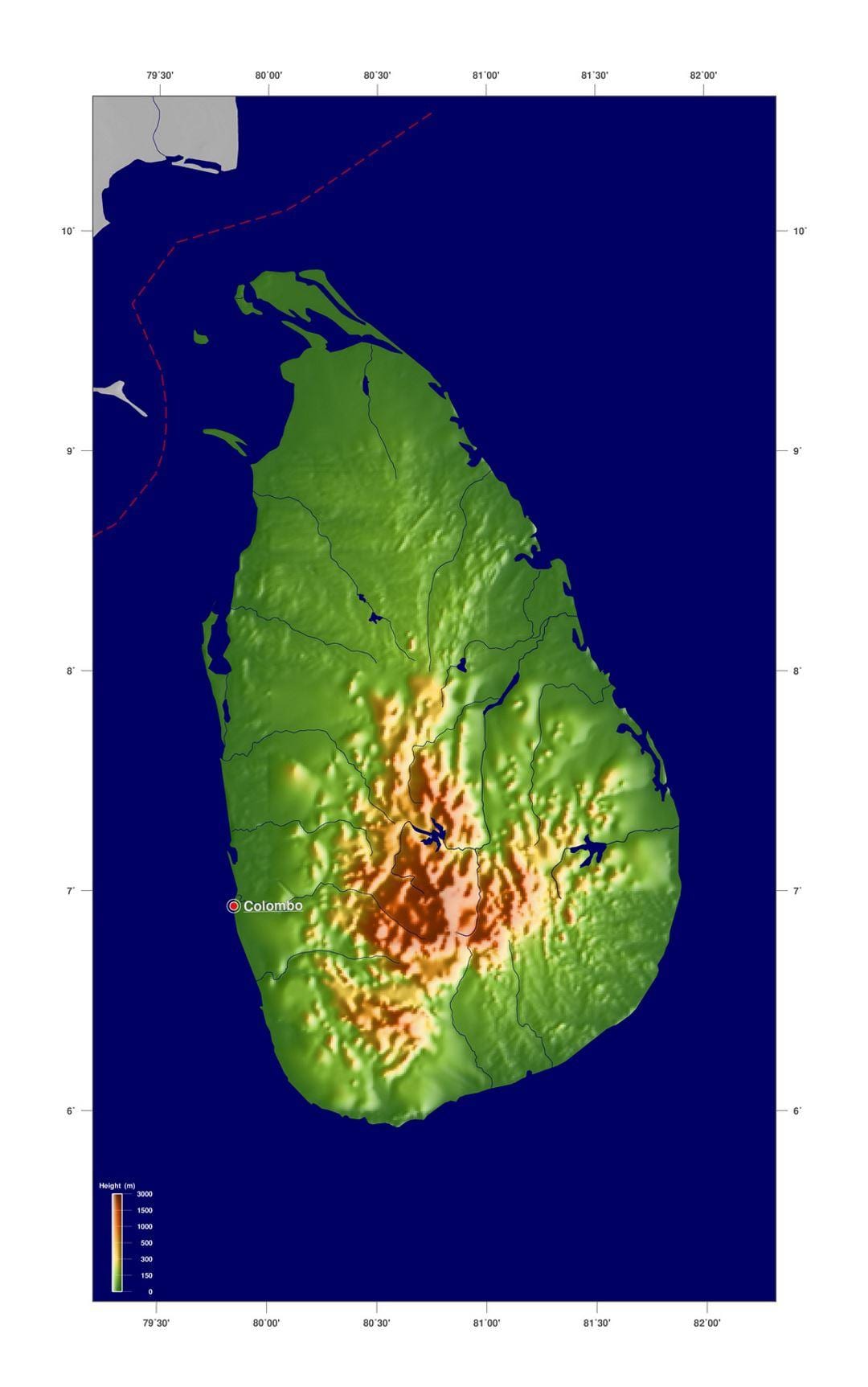 carte de Sri Lanka élévation