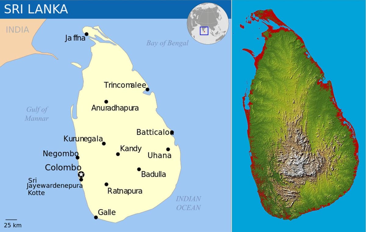 carte de Sri Lanka topographiques