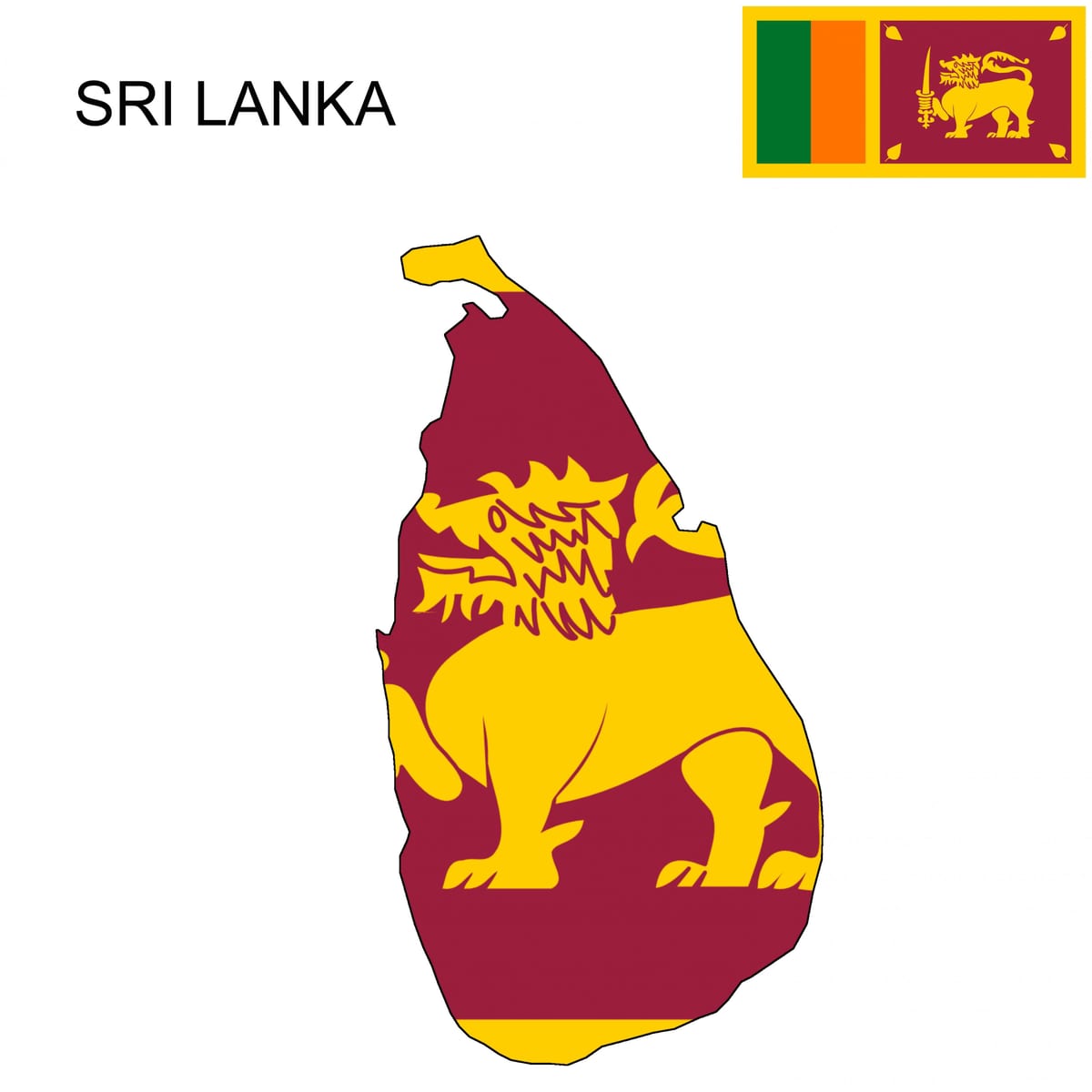 carte de drapeau Sri Lanka
