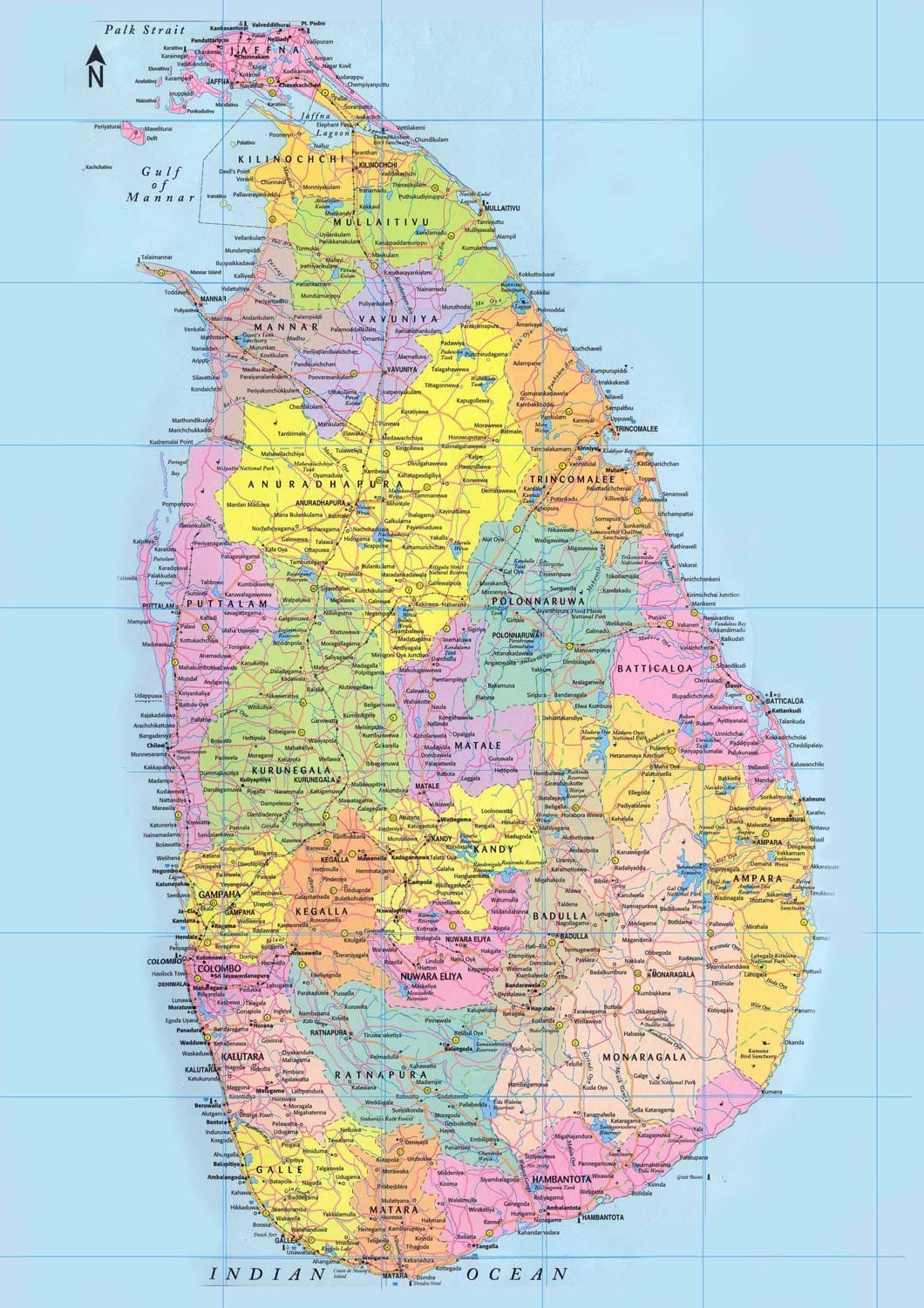 Sri Lanka kilomètre carte
