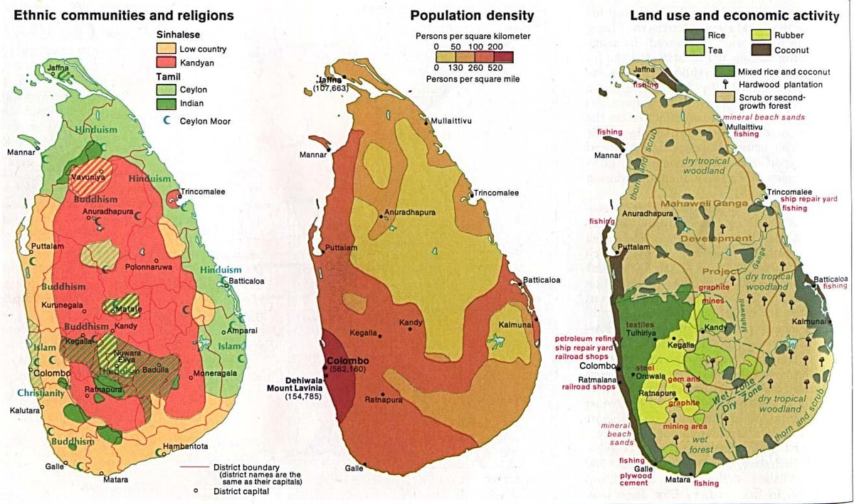 la carte du Sri Lanka, de l'agriculture