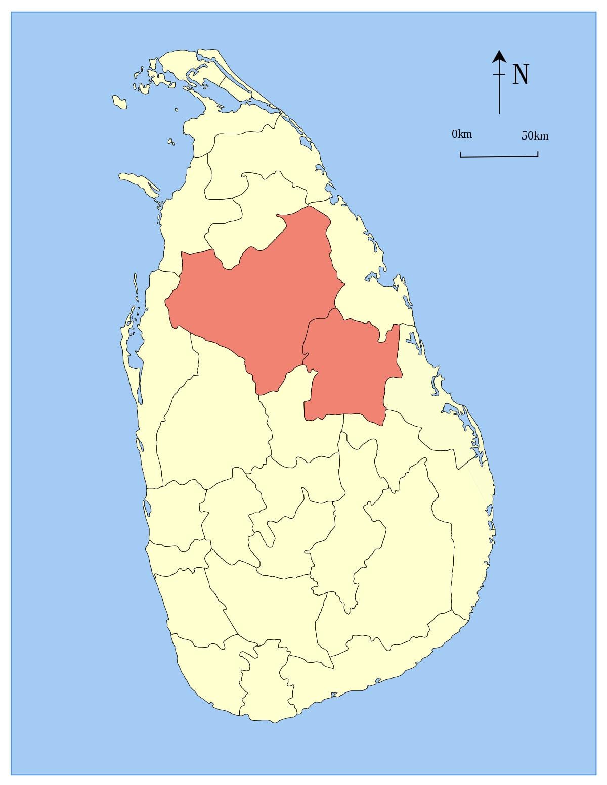 la province centrale de Sri Lanka carte