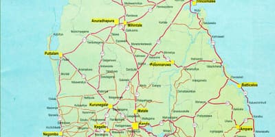 Carte touristique, carte de Sri Lanka avec la route