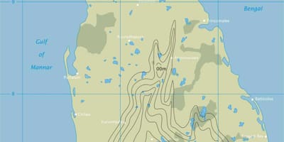 Carte de contour de la carte du Sri Lanka