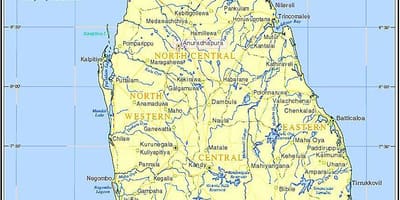 Carte de lacs au Sri Lanka