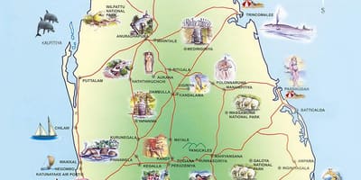 Attractions touristiques du Sri Lanka carte