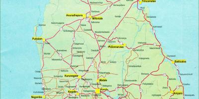 Carte de Sri Lanka carte avec la distance
