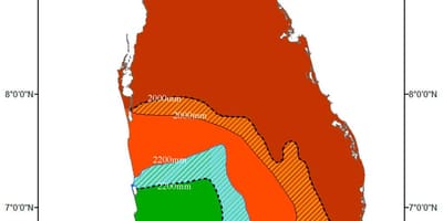 Sri Lanka, de la zone climatique de la carte