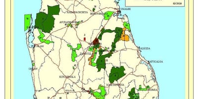 Les parcs nationaux du Sri Lanka carte