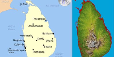 Carte de Sri Lanka topographiques