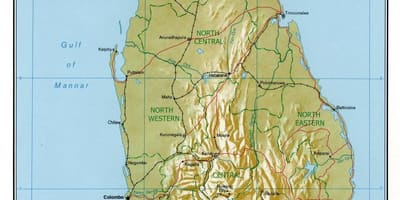La carte du Sri Lanka avec des kilomètres de routes