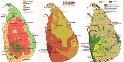 La carte du Sri Lanka, de l'agriculture