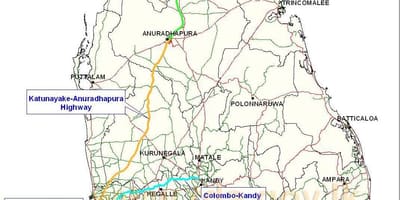 De nouvelles routes de la carte au Sri Lanka