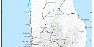 Les voies ferrées de Sri Lanka carte