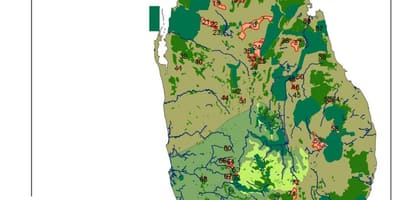 Carte de Sri Lanka forêts